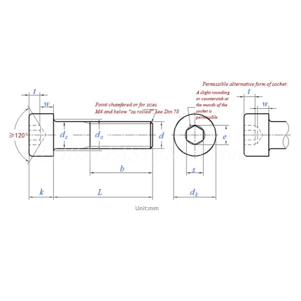 Hexagon Socket Head Cap Screw Fasteners Half Thread DIN912 ISO4762