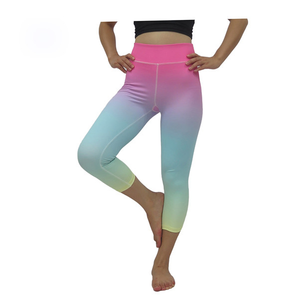 Крутые розовые гетры йоги спортзала, брюки йоги разминки талии Омбре Стретчабле широкие
