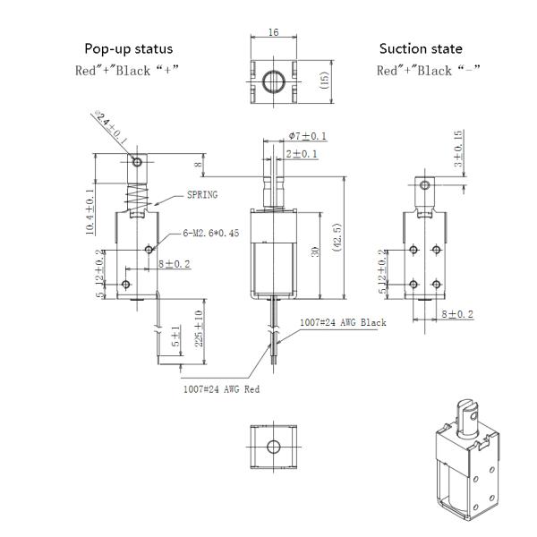 привод соленоида DC хода 2mm постоянный магнитный