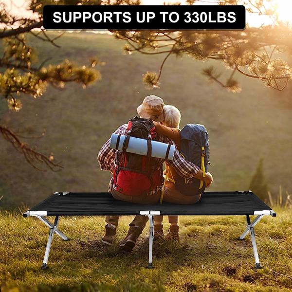 Folding Metal Bunk Cot Steel Frame Sleep Adjustable Foldable Portable Single Outdoor Camping Bed