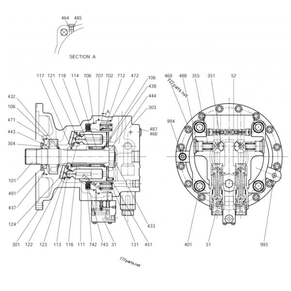 Moteur d'orientation d'excavatrice OEM SOLAR 225LC-V DX225 401-00391 704502 2401-9242KT Kit de réparation de moteur d'orientation Doosan