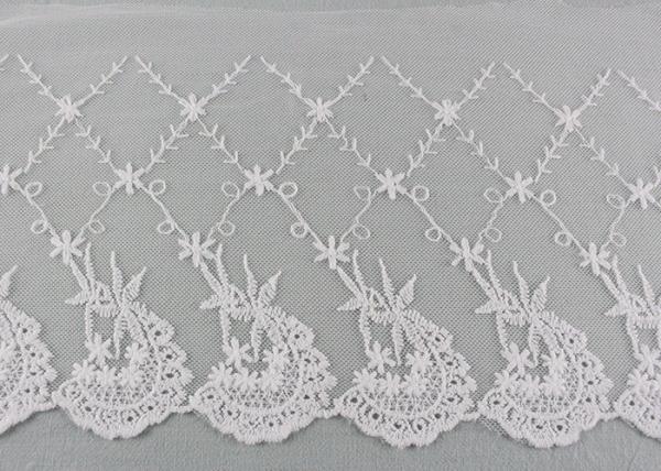 19 CM Floral Embroidered Lace Trim With Scallop Edge For Dress By OEKO - TEX