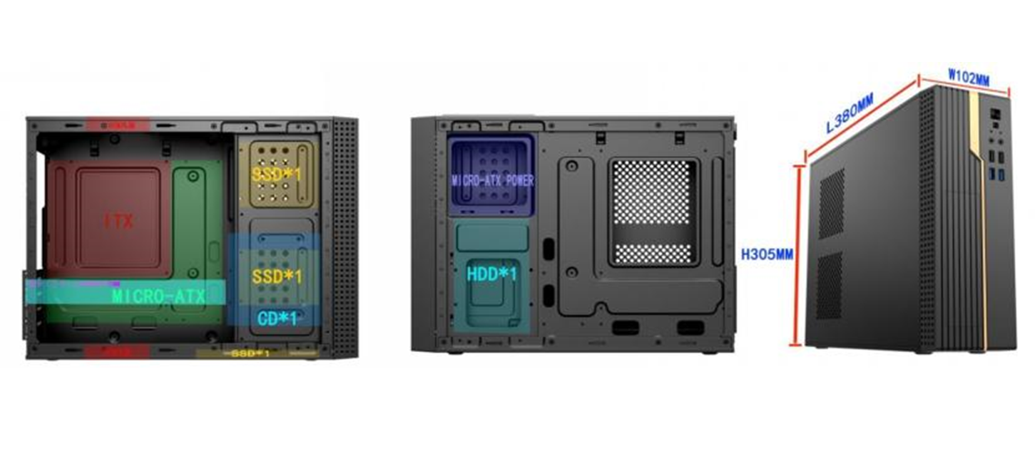 Micro-ATX/ITX Compact Case Dual 8cm Fans Supports 245mm GPU