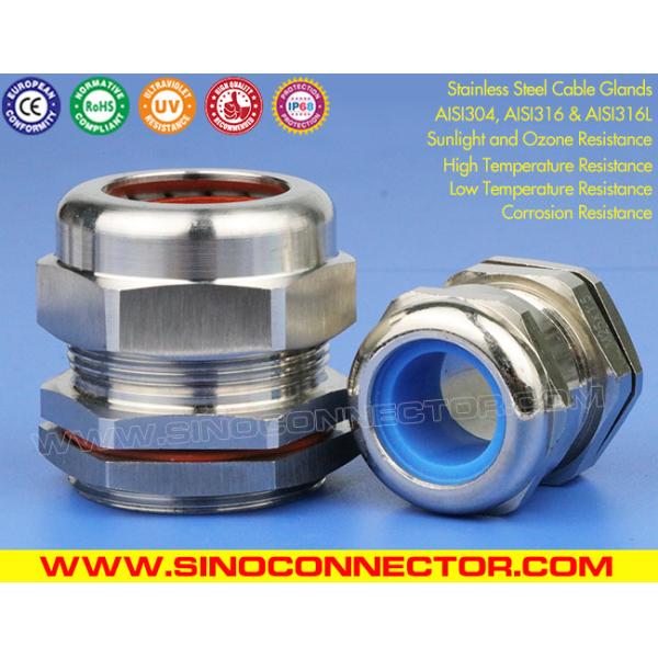 Presse-étoupe, inox type 304, 316, 316L, filetage M50, IP68, avec bagues d'étanchéité EPDM, pour câbles 22-32mm