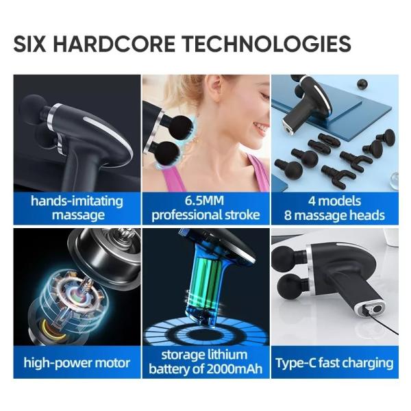 Пистолет для массажа мышц Ударный массажер для глубоких тканей Пистолет для спортсменов Обезболивающая терапия и релаксация