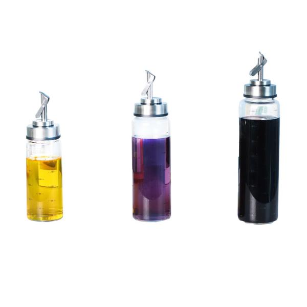 Automatic Opening and Closing Oil Bottle for Kitchen High Borosilicate Glass 6.4*25cm