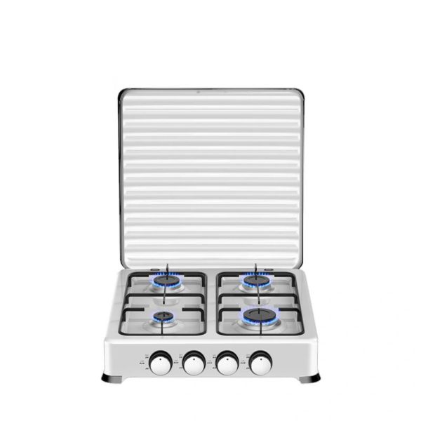 Durable Four Burner Gas Stove with Stainless Steel Surface and Easy Ignition