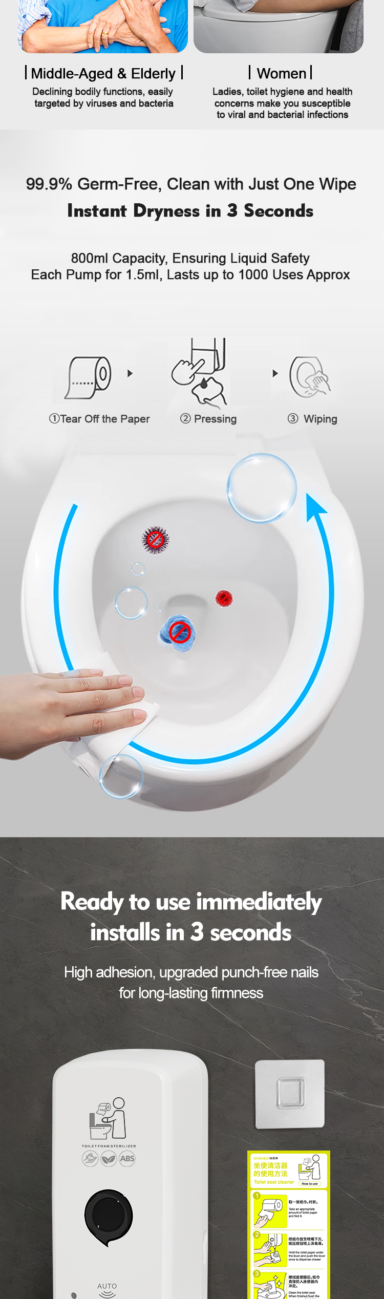 Modern Design Wall Mounted Foam Soap Dispenser with 3D Model Design for Convenient Bathroom Use
