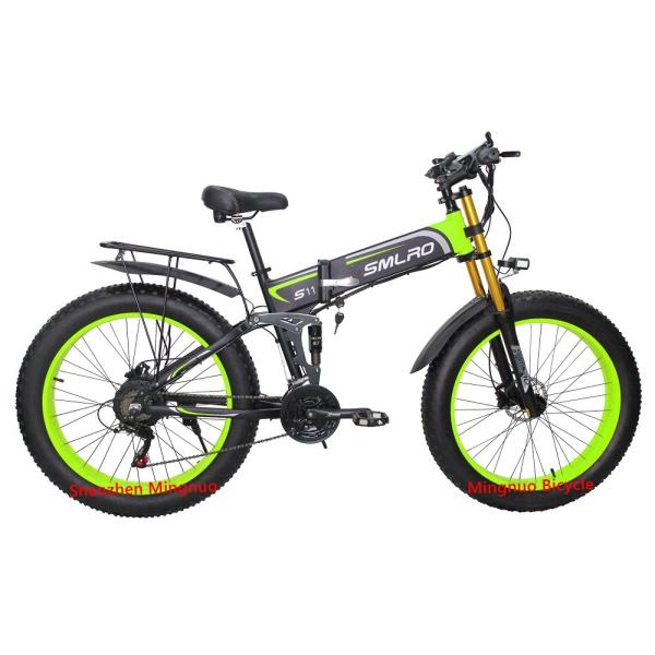 1KW Fat Tyre Folding Bike , 48V foldable electric cycle WIth Hidden Battery