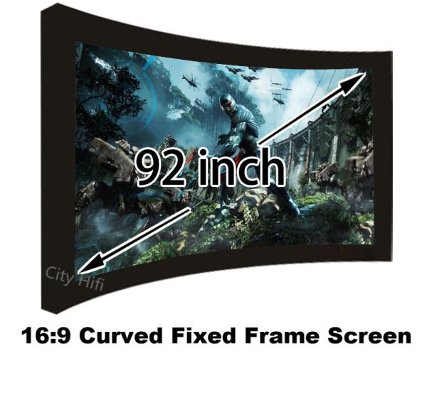 Movie Cinema 16:9 Front Projection Screen 92inch Arc Fixed Frame Projector Screens