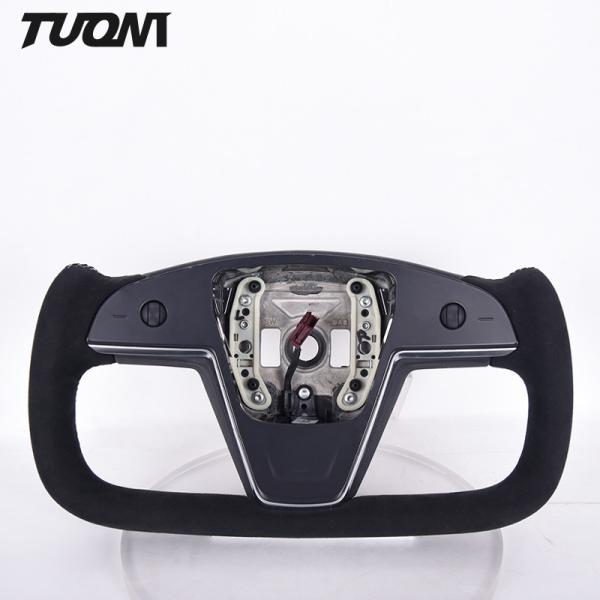 OEM Black Alcantara Tesla Carbon Fiber Steering Wheel Sports Style