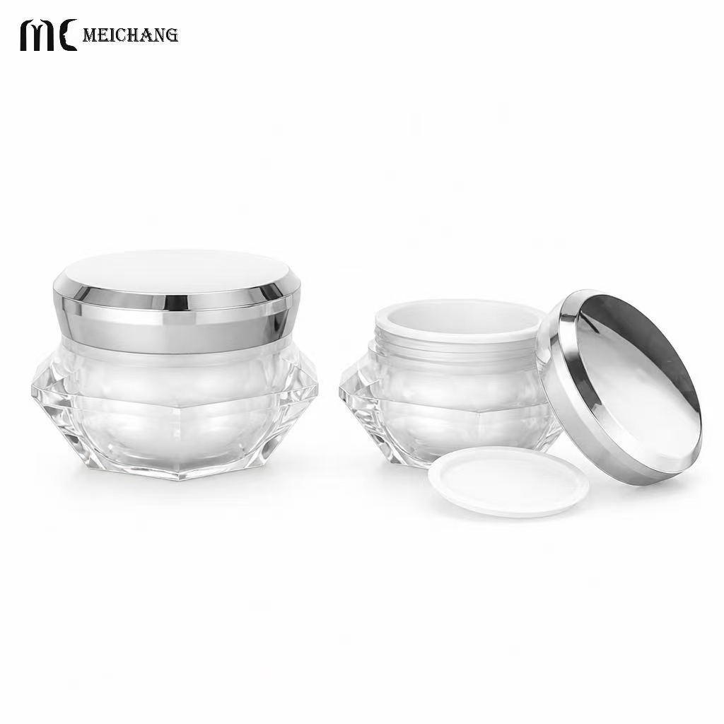 50g Double Wall Crystal Diamond Acrylic Cream Jar(MC-Y-571)