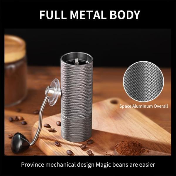 Quiet Conical Burr Manual Coffee Grinder Aluminium Alloy Stainless Steel 25g Carry Easily
