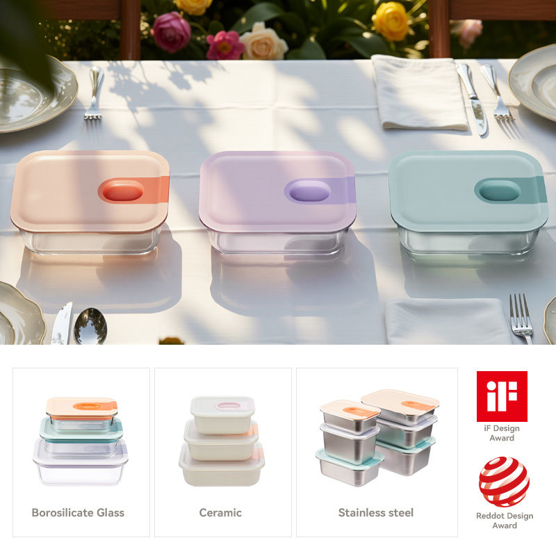 IKOO Stackable BPA-Free Glass Food Container with Dishwasher Safe Meal Prep Container for Easy Storage