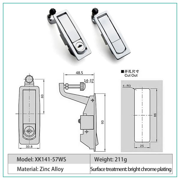 C2 Series Zinc Alloy Plane Lock Safety Steel Equipment Cabinet Flat Lock Mailbox Industrial Distribution Box Plane Lock