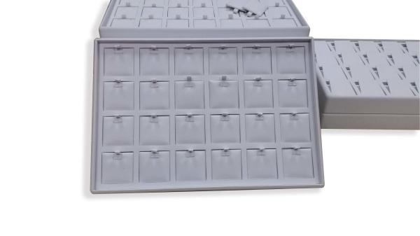 White Leatherette Jewelry Storage Trays With 54 Individual Display Pads