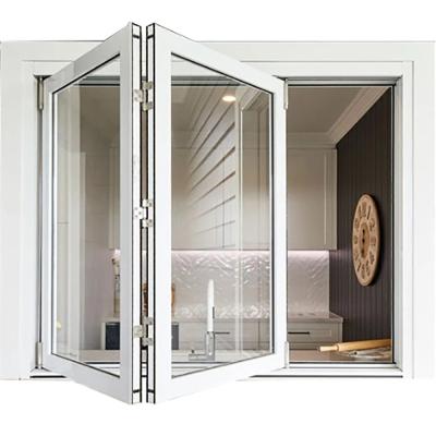 Louver Curtain Double Tempered Aluminum Bi Fold Window For Housing Workshop Bathroom