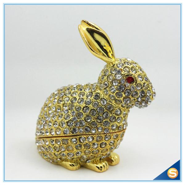 Handcraft Metal Rabbit Shape Trinket Box Full Of Rhinestone Lucky jewelry Box SCJ688-1
