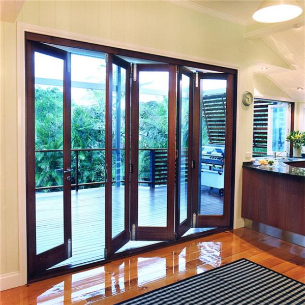 5mm Tempered Glass Commercial Aluminium Doors , Aluminum Frameless Folding Sliding Doors