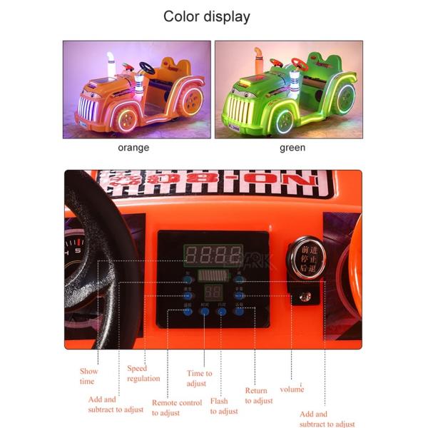 Outdoor Playground Coin Operated Tractor Square Plastic Bumper Cars With Two Seats