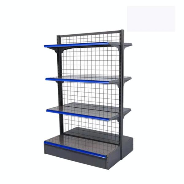 High Quality Single-Sided Supermarket Gondola Shelf Heavy Duty Cold-Rolled Steel Grid Goods Display
