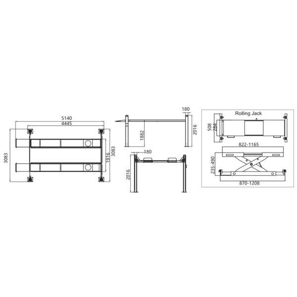 подъем автомобиля столба подъема 4 стоянки высоты 1882мм освещая автоматический пневматический открывает