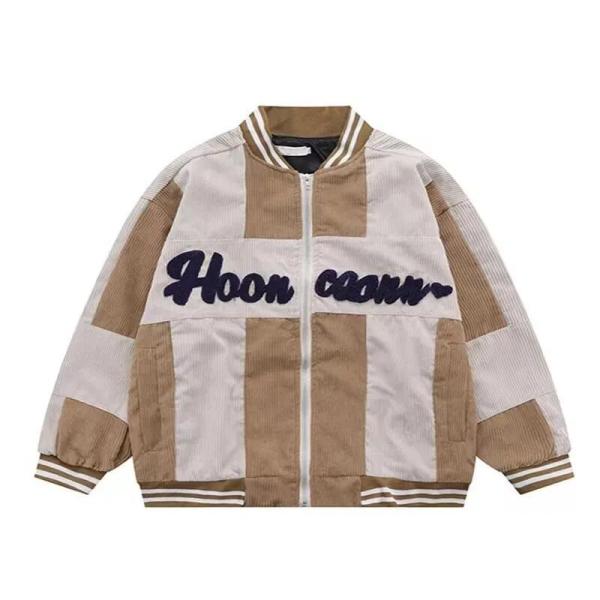 Patchwork Varsity Corduroy Letterman Jacket S Vintage Casual Baseball Jacket