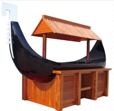 Boat Shaped Commercial Buffet Equipment Mahogany Made Refrigerated Sushi Buffet Counter