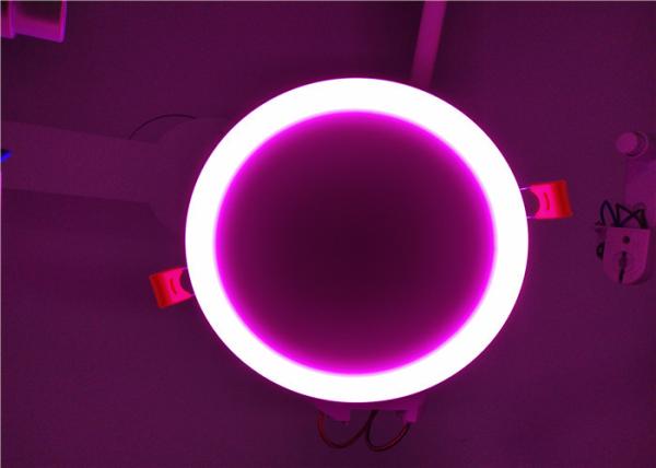 Adjustable Rimless Round Bi Color Back Lit LED Panel Light  White+Pink 10+4W
