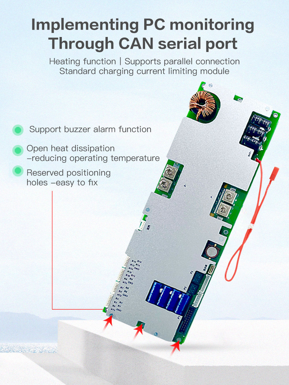2A Active Balance BMS Lithium LiFePO4 Solar Energy Storage 8S 16S 48V 150A