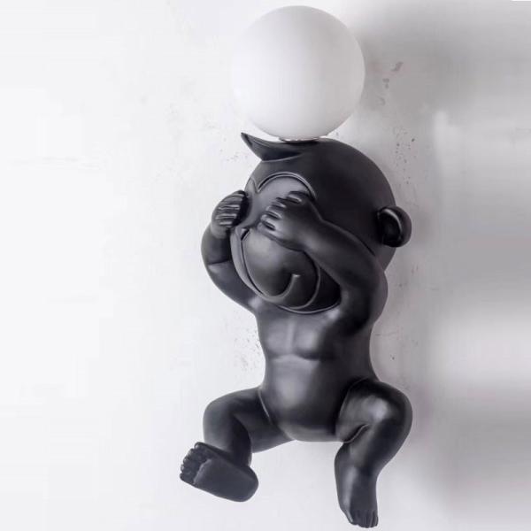 Cute Monkey Bear Mouse Children Room Wall Light with G4 Bulb Resin Doll Wall Light(WH-OR-141)