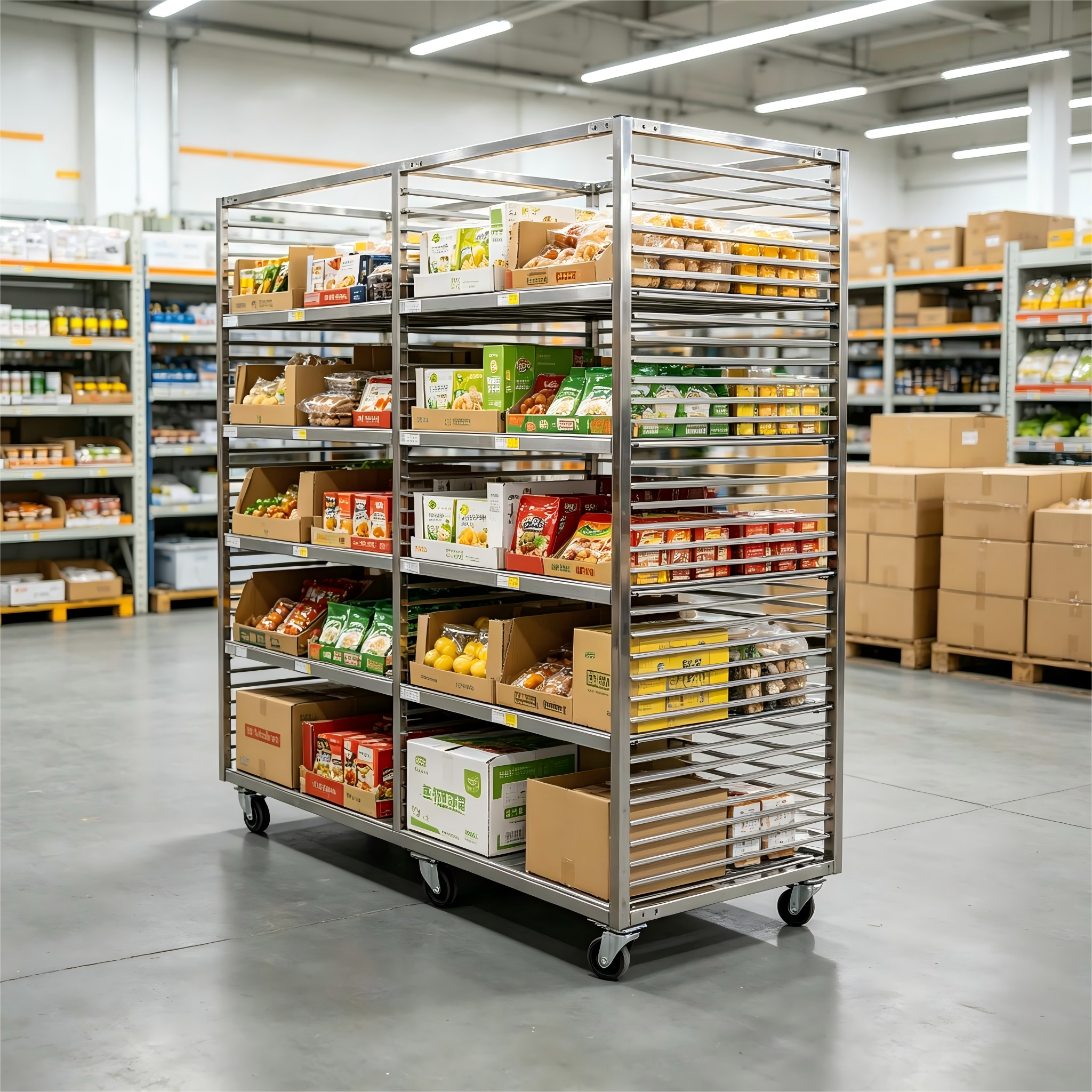 Customizable 10-40 Layer Stainless Steel Rack Trolley with Detachable Trays and OEM ODM Customization