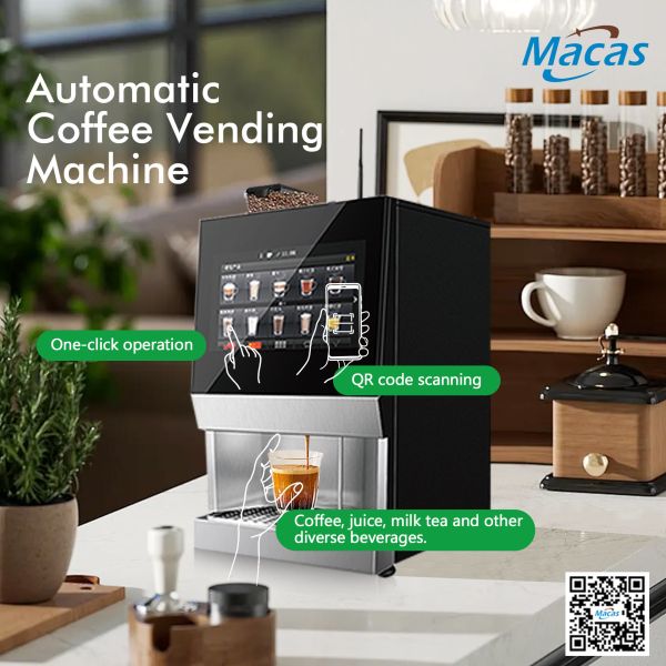 Commercial Coffee Vending Machine Offering Flexible Beverage Production Including Coffee Fruit Juice and Milk Tea Options