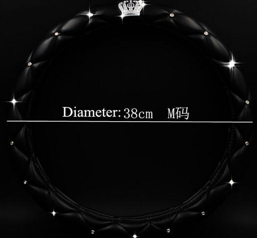 Crystal Crown covered Leather Car Steering Wheel Cover Diamond Steering Covers Cases For Women/Girls