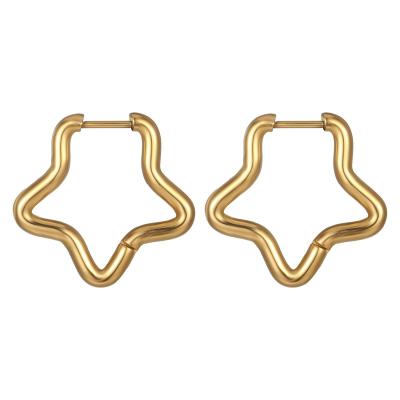 Brincos de ouro de estrutura aberta de estrelas Brincos geométricos finos para uso cotidiano