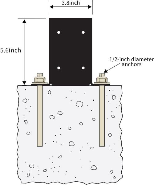 4 x 4 Post Base Inner Size 3.6x3.6Deck Post Base Heavy Duty Metal Black Powder Coated Post Brackets