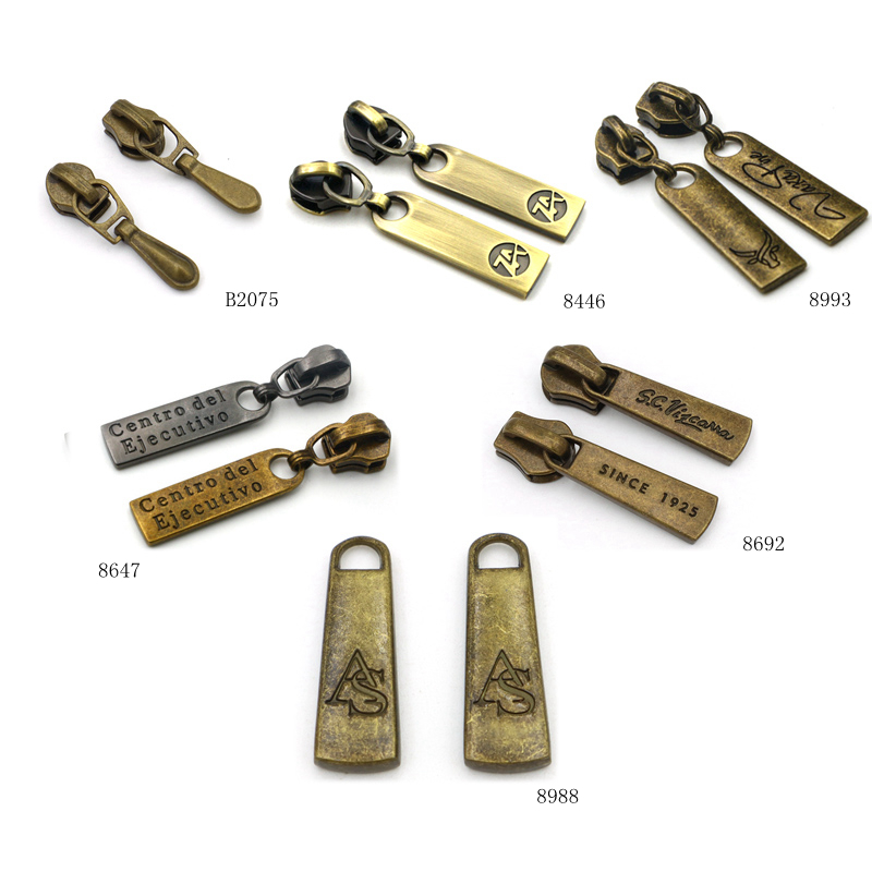 Custom Engraved Logo Metal Zipper Puller, Gold Oval Embossed Decorative Zipper Pull Tab, Premium Metal Zipper Slider Hardware Accessories for Handbags, Purses & Luggage