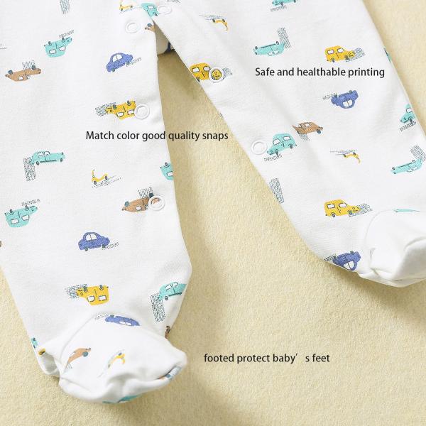 In stock Fold Hand and Snap Feet Design 100% Cotton Baby Romper Jumpsuit Baby Onesie Pajama