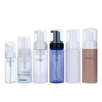 50/100/150ml Plastic white/transparent/blue cylindrical smooth/frosted bottle with white/black pump for Foam Pump Bottle