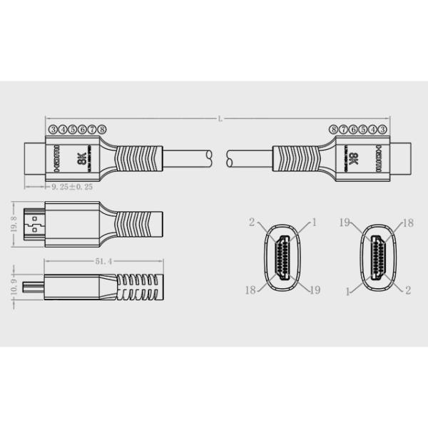 Male To Male HDMI Copper Cable 48gps 8k Hdmi With Ethernet
