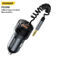 ESSAGER ES-CC20 30W 35W Usb Type C Super Fast Car Charger With Bluetooth 3.5mm Adapter