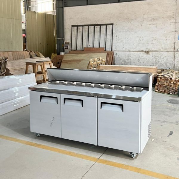Commercial Salad Sandwich Prep Station Stainless Steel Refrigerated Pizza Prep Table