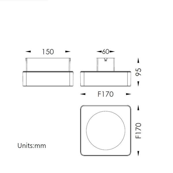 Square Surface Mounted Ceiling Downlight IP65 Protection For Outdoor