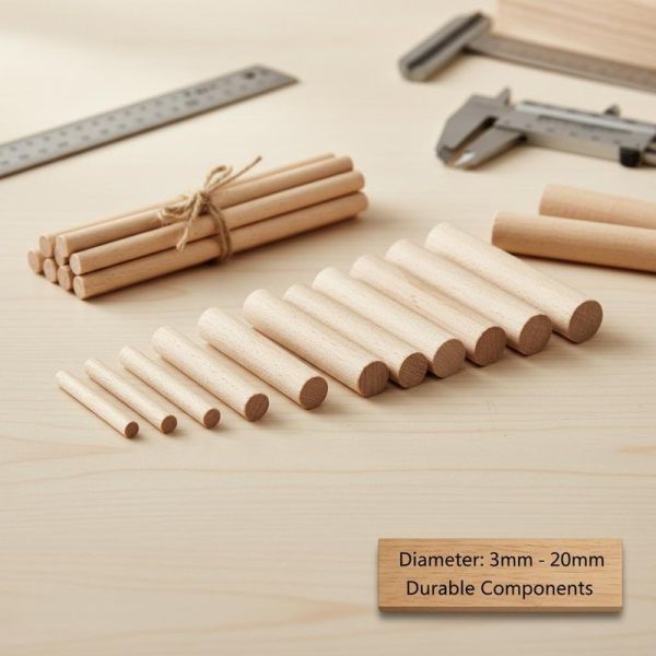Diameter In Sizes Ranging From 3mm To 20mm Wooden Dowel Pins Cylinder Shape Durable Long Lasting Components For Mechanical
