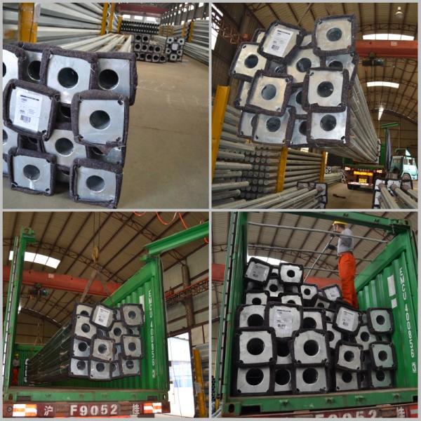 На открытом воздухе горячее погружение гальванизировало высоту фонарного столба 8m улицы с рукой 2m изогнутой двойником освещая