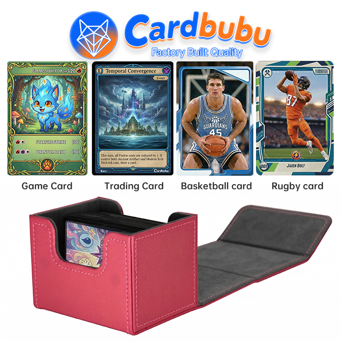 Rigid Luxury Trading Card Protector Soft Flannel Lining Leather Deck Case