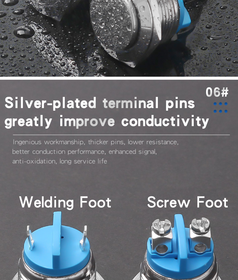 19MM Metal Push Button Switch With Screw Foot Welding Foot No LED Self-Reset Momentary High/Flat/Ball Head 1NO Jog Switch