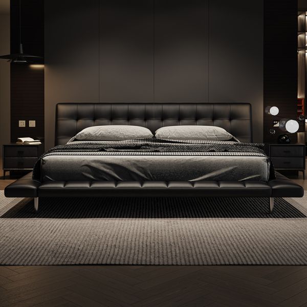 MOYI Leather Modern Double Design Wooden Queen Set Classic Luxury king Size Bed