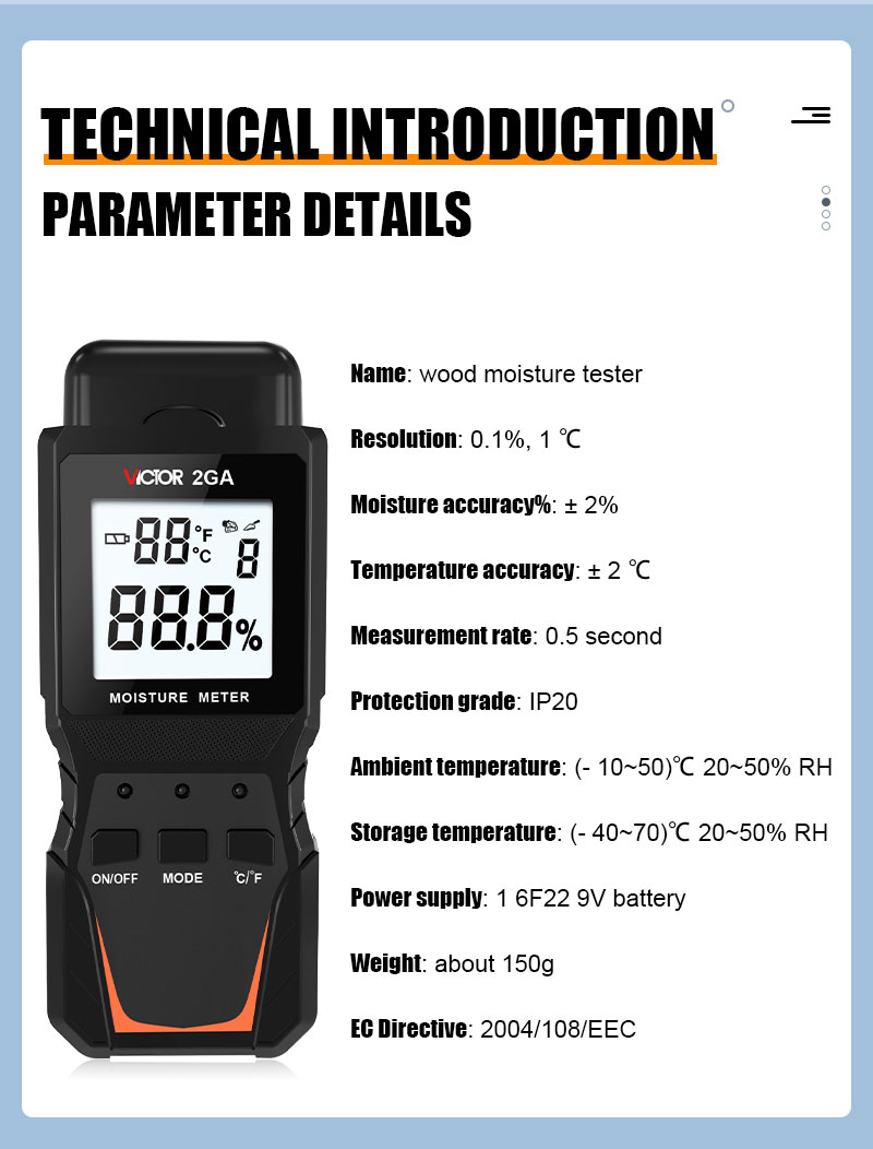 Метра влаги ВИКТОР 2GA цифров метр влажности деревянного Handheld