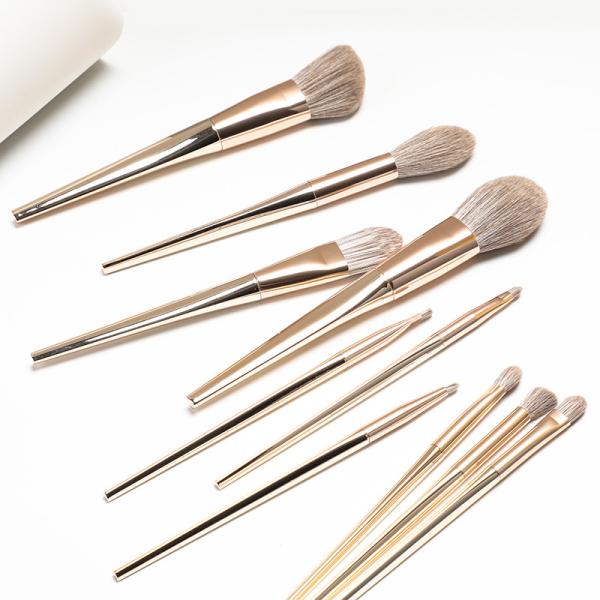 Gold Plating Plastic Handle 13pcs High End Makeup Brush Set No Cruelty